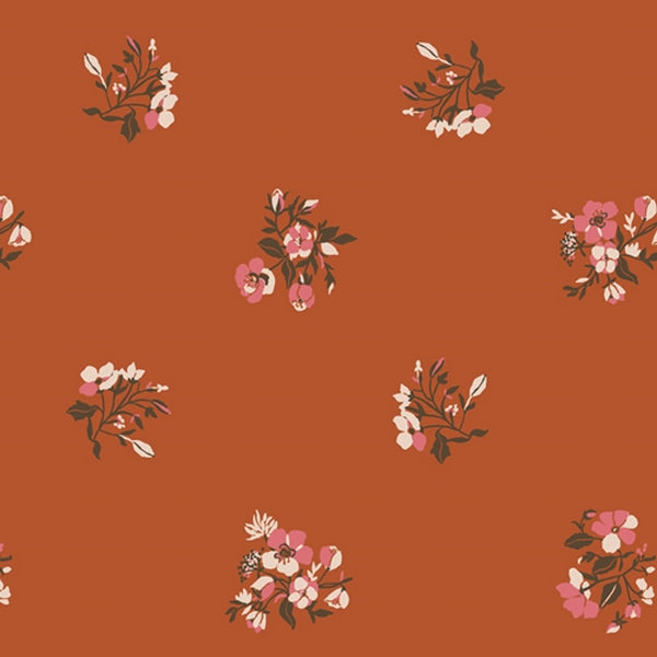 Coupon de 2,15m de Viscose fleurettes sur fond noisette de Art Gallery Fabrics