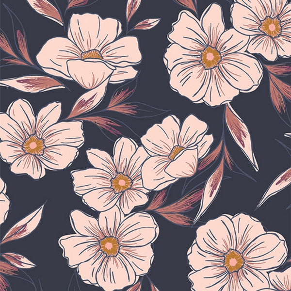 Coupon de 35cm de Viscose tinted blooms dusk de Art Gallery Fabrics