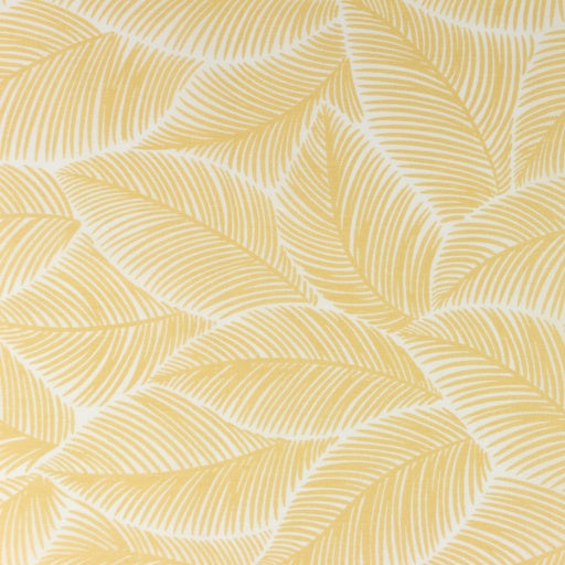 Coupon de 3m de popeline 100% coton "Feuilles de bananiers jaune pâle" sur fond blanc