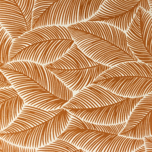 Coupon de 3m de popeline 100% coton "Feuilles de bananiers rouille" sur fond blanc