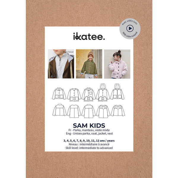 Pochette du patron parka, veste et manteau enfant SAM KIDS de la taille 3 ans à 12 ans (fr et angl)