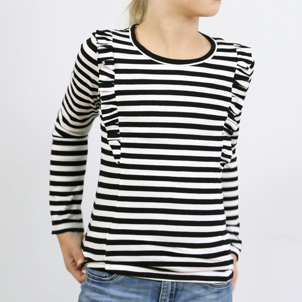 PDF - patron digital enfant du tee-shirt à volants Sara de Studio Schnittreif du 86 au 152 (fr)