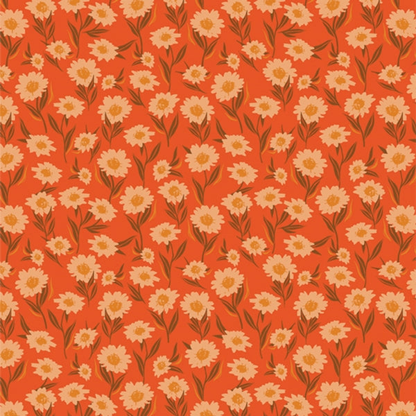 Superbe coupon 3m de popeline Art Gallery Fabric - "Daisies orange" - 110cm de large