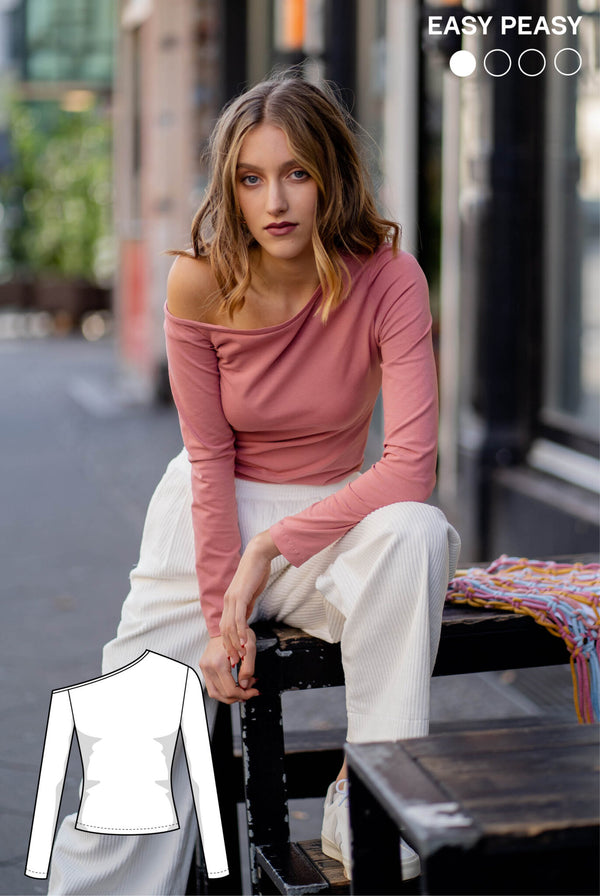 PDF - patron digital : du top en jersey Liza de Juliana Martejevs -taille XS-3XL (fr/angl/allemand)