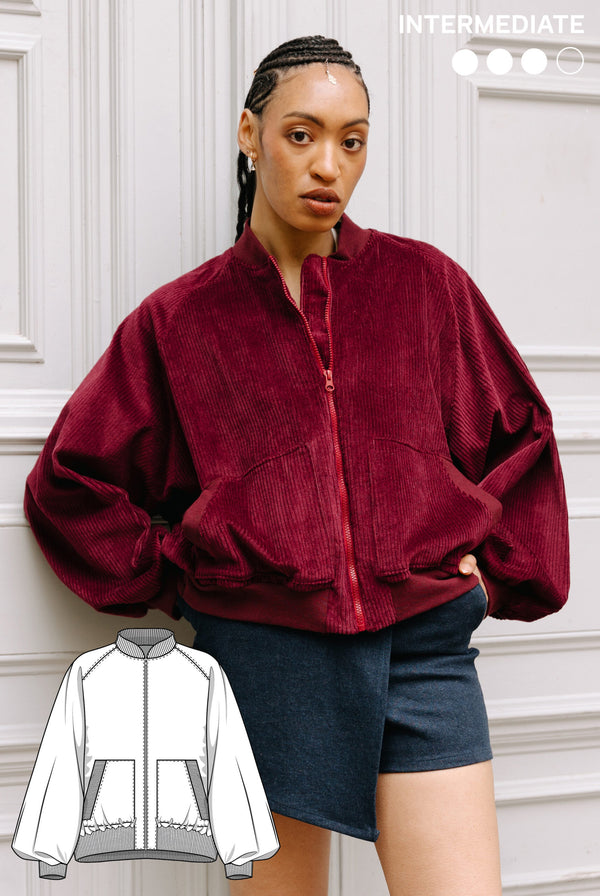 PDF - patron digital du bombers Audrey de Juliana Martejevs -taille XS-3XL (fr/angl/allemand)
