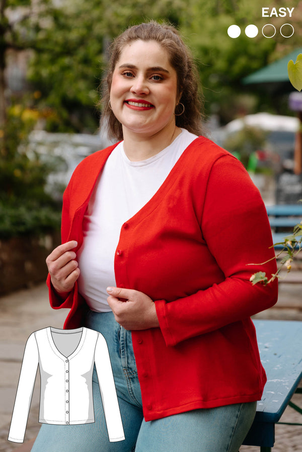 PDF - patron digital : Cardigan Carlotta de Juliana Martejevs -taille XS-3XL (fr/angl/allemand)