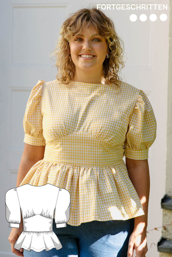 PDF - patron digital du chemisier peplum Bella de Juliana Martejevs -taille XS-3XL (fr/angl/allemand)