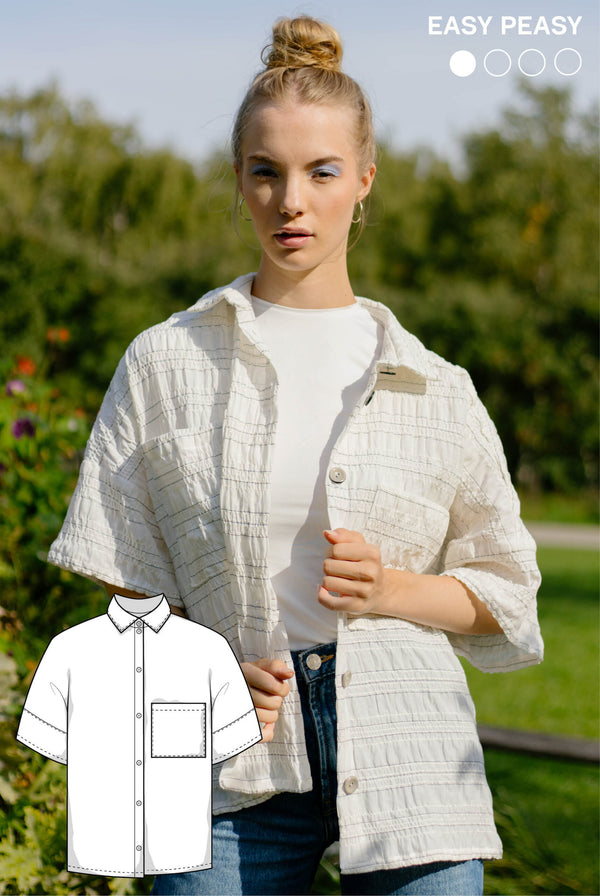 PDF - patron digital du chemisier Gloria de Juliana Martejevs -taille XS-3XL (fr/angl/allemand)