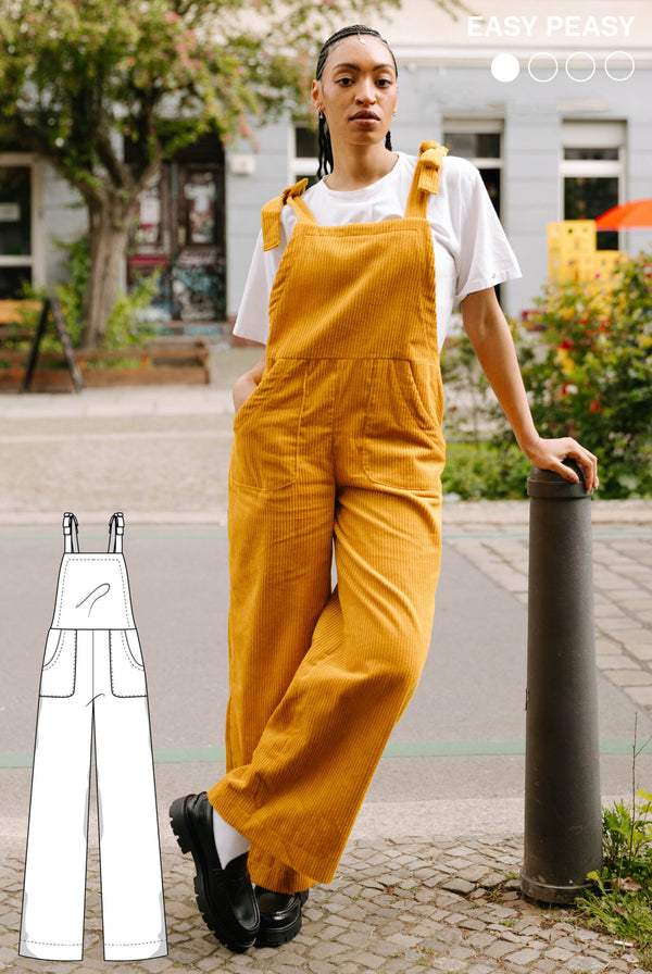 PDF - patron digital : la salopette Maisie de Juliana Martejevs -taille XS-3XL (fr/angl/allemand)