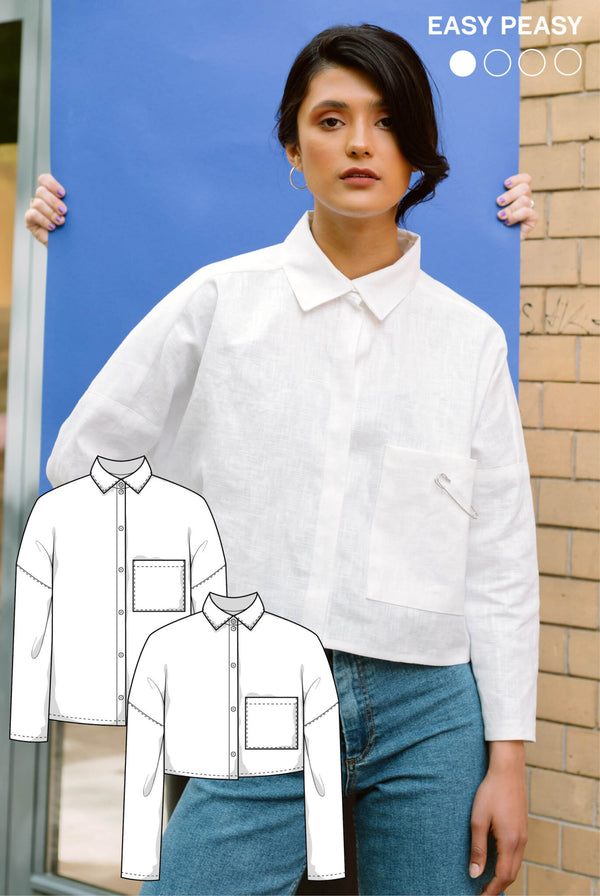 PDF - patron digital : de la chemise Noella de Juliana Martejevs -taille XS-3XL (fr/angl/allemand)