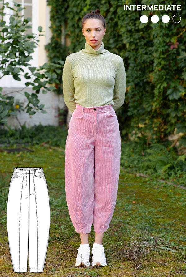 PDF - patron digital : le pantalon carotte Quinn de Juliana Martejevs -taille XS-3XL (fr/angl/allemand)