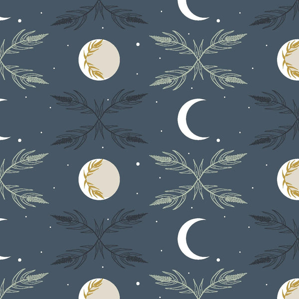 Superbe coupon 3m de popeline Cotton steel - "camp creek indigo" - 110cm de large