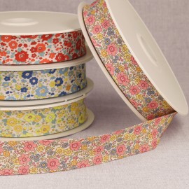 Biais "impressions fleurs Liberty" de 25mm - Plusieurs coloris (prix au mètre)