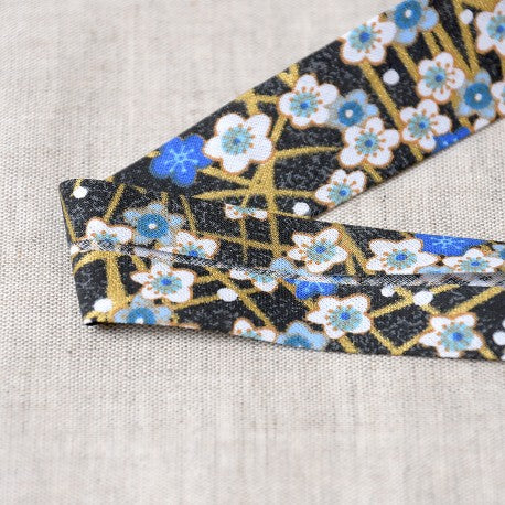 Biais Sakura - ton bleu - 27mm - (prix au mètre)