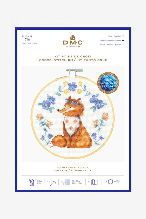 Kit à broder point de croix - "Un renard si mignon" de marque DMC  - kit complet  (prix pour le kit)