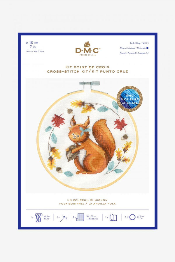 Kit à broder point de croix - "Un écureuil si mignon" de marque DMC  - kit complet  (prix pour le kit)