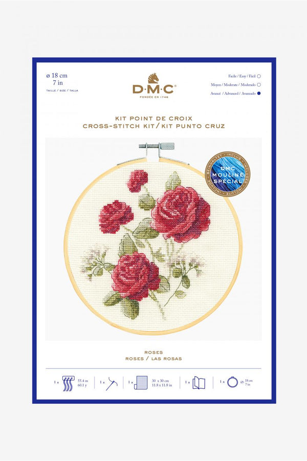 Kit à broder point de croix - "Les roses" de marque DMC  - kit complet  (prix pour l'ensemble)