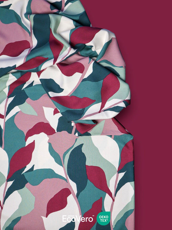 Crêpe de viscose " Bouquet - green " Eco-Vero de Mind the maker (Prix pour 10cm)