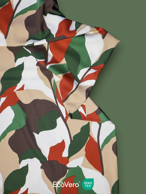 Crêpe de viscose " Bouquet - kaki" Eco-Vero de Mind the maker (Prix pour 10cm)