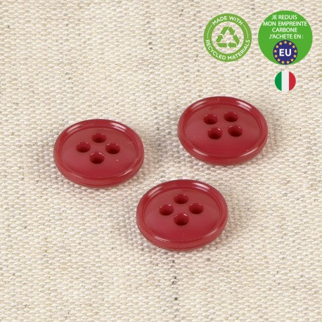 Boutons en nylon recyclé 11mm rouge cerise (prix à la pièce)