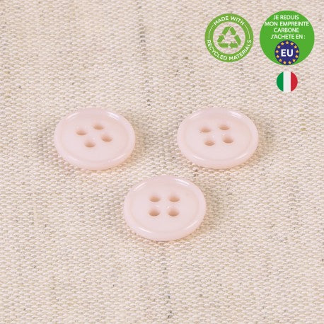 Boutons en nylon recyclé 11mm rose layette (prix à la pièce)
