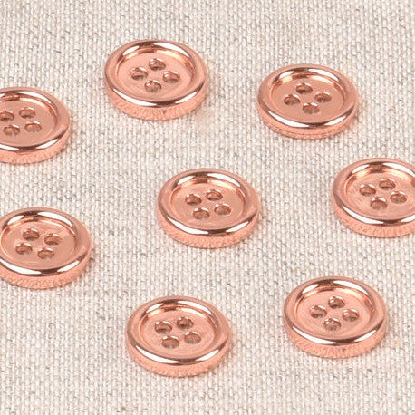 Boutons ronds à 4 trous en métal 10mm - or rose (prix à la pièce)