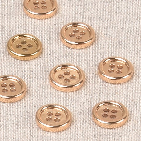 Boutons ronds à 4 trous en métal 10mm - or jaune (prix à la pièce)