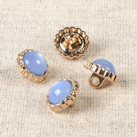 Boutons bijou - perle de verre bleu ciel (prix à la pièce)