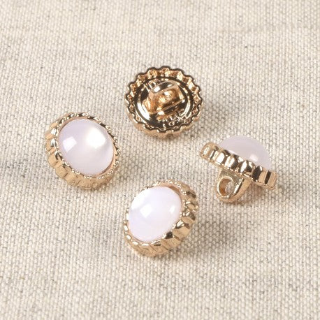 Boutons bijou - perle de verre ivoire rosé(prix à la pièce)