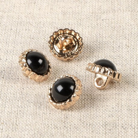 Boutons bijou - perle de verre noire (prix à la pièce)