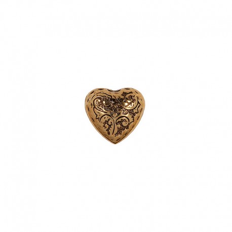 Boutons coeur gravé en métal - doré 15mm (prix à la pièce)