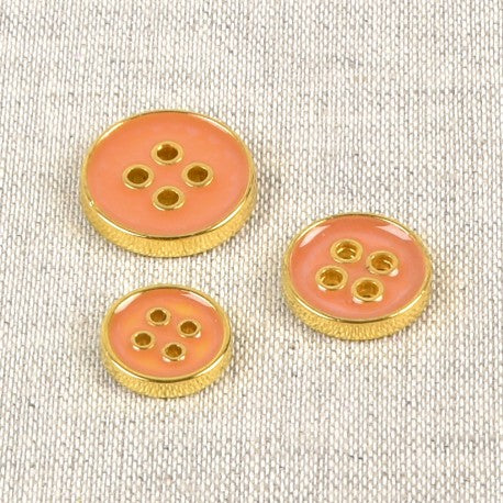 Boutons laqués ronds 4 trous - peche - 18mm (prix à la pièce)