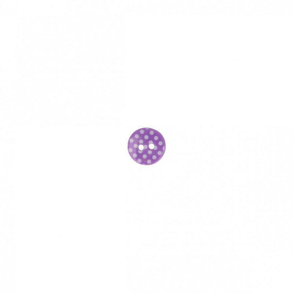 Boutons à pois - mauve de 13mm - (prix à la pièce)