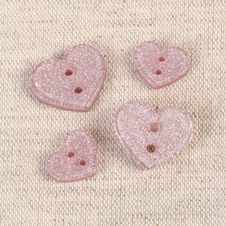 Boutons Coeur glitter rose pâle 18mm (prix à la pièce)