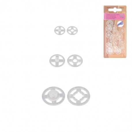 Pressions à coudre transparentes - 7mm  (prix pour 1 boîte de 24 sets)