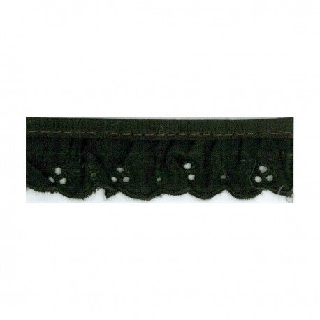 Galon de broderie anglaise froncée  noire - Dorothée -  20mm (prix au 50cm)