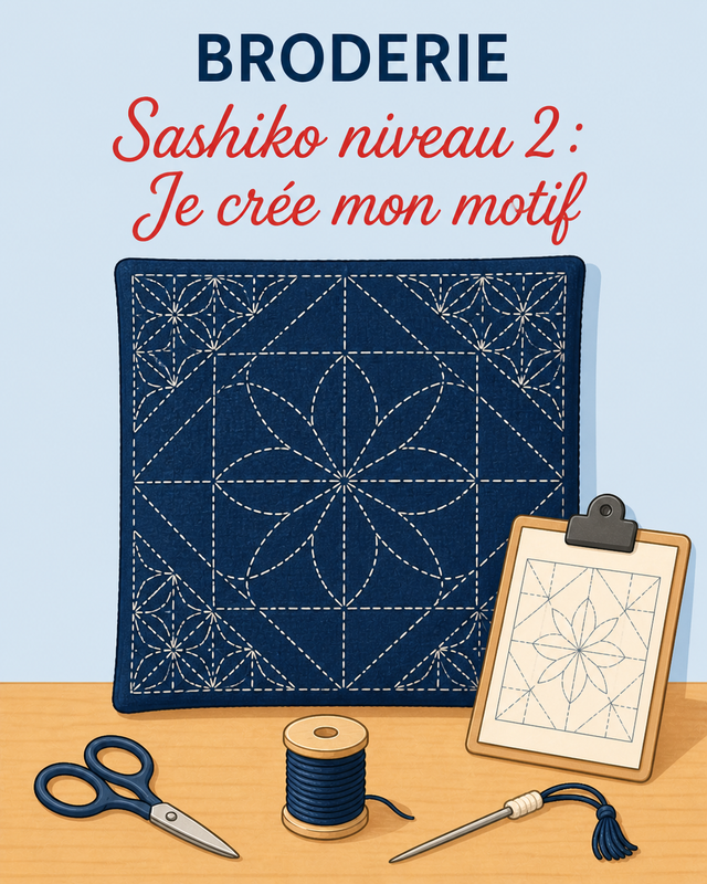 Borduren – Sashiko: niveau 2 – Ik ontwerp mijn proprio patroon