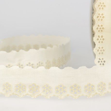 Galon de broderie anglaise écru - Rosie -  30mm (prix au 50cm)