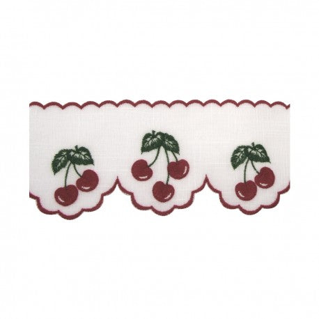 Galon brodé cerises 9,5cm de large (prix au mètre)