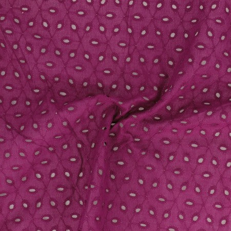 Coupon de 25cm de Broderie anglaise "étoilée" fuchsia - 100% coton