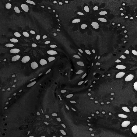 Broderie anglaise "Daisy" noire - 100% coton (prix pour 10cm)
