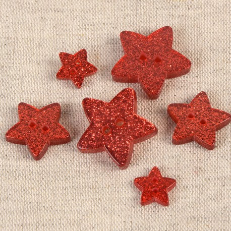 Boutons étoile glitter rouge 10mm (prix à la pièce)