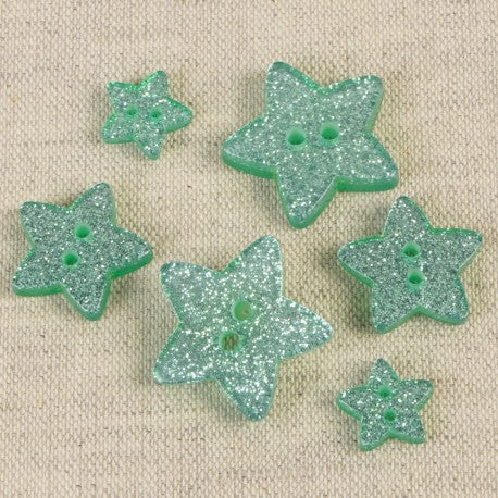 Boutons étoile glitter vert 10mm (prix à la pièce)