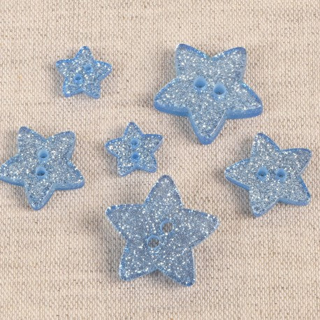 Boutons étoile glitter bleu ciel 10mm (prix à la pièce)