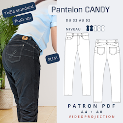 PDF - patron digital du pantalon/jeans Candy de Lamericana du 32 au 52 (Fr)
