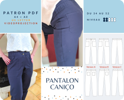 PDF - patron digital du pantalon/jeans Canico de Lamericana du 34 au 52 (Fr)