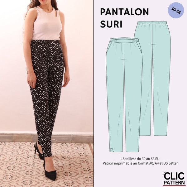 PDF - Patron digital du pantalon Suri de Clic Pattern du 30 au 58 (fr)