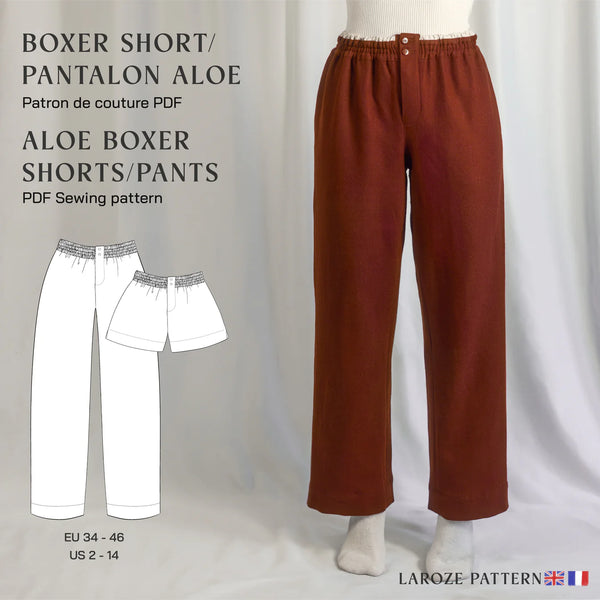 PDF - Patron digital - Pantalon et short Aloé taille 34 à 46 de Laroze Pattern (fr et angl)