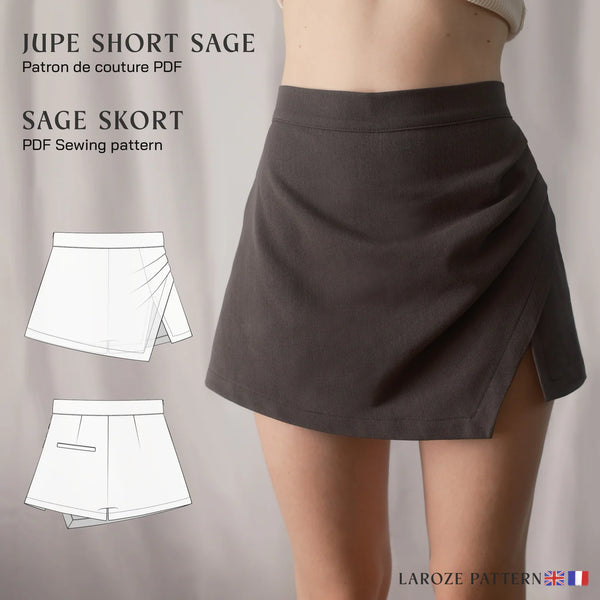 PDF - Patron digital - Jupe short Sage taille 32 à 48 de Laroze Pattern (fr et angl)