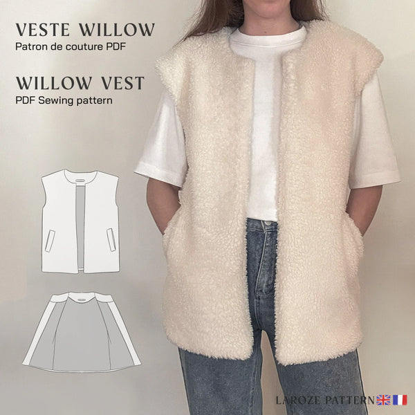 PDF - Patron digital - veste sans manche Willow taille 34 à 46 de Laroze Pattern (fr et angl)